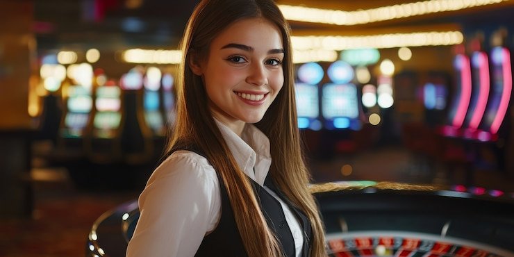 Antarmuka permainan Live Casino dengan beberapa pilihan game dan dealer